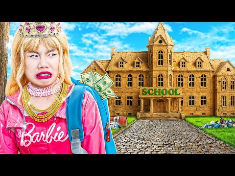 Видео: Первый День Богатой Барби В Бедной Школе! Новая Ученица — Кукла Барби