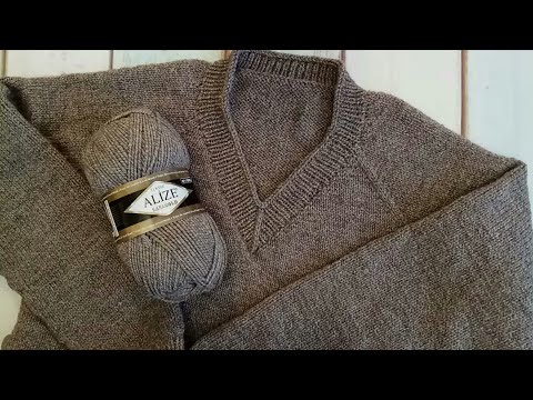 Видео: Экспресс МК свитер спицами джемпер спицами пуловер из Ланаголд классик