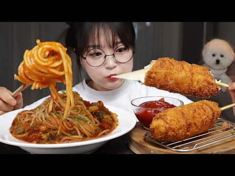 Видео: Домашние томатные спагетти и рисовый хот-дог | Mukbang ASMR