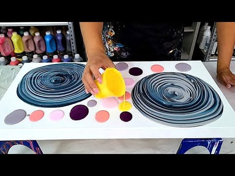 Видео: Удвойте удовольствие! - 2 кольцевых вихря с мягкими красивыми цветами - акриловая живопись