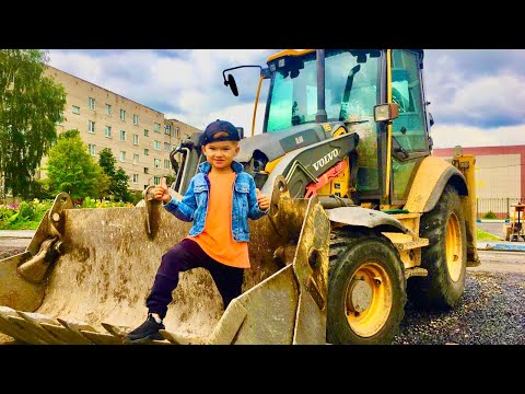 Видео: Дорожная техника. Асфальтоукладчик, каток, камаз, экскаватор.