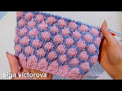 Видео: Буфы Объемный рельефный узор 621 Узоры спицами