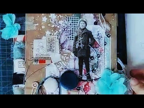 Видео: Зимний софтбук / джанкбук/ блокнот/ альбом. Часть 2. Описание, этапы создания.