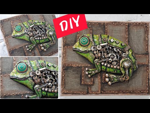 Видео: ИЗ МУСОРА ПАННО С ЛЯГУШКОЙ В СТИЛЕ СТИМПАНК / #art #handmade  #diy