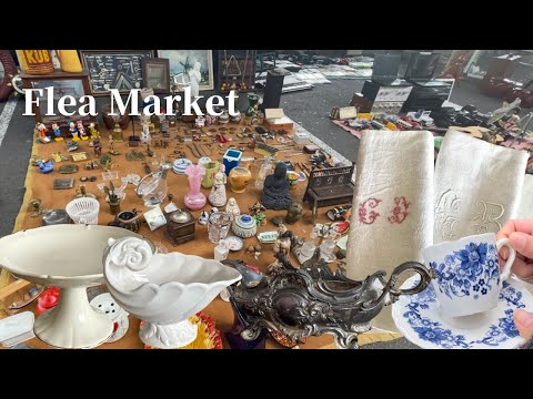 Видео: [Французский блошиный рынок] Множество сокровищ! Я купила прекрасную салфетку♪старинная посуда.