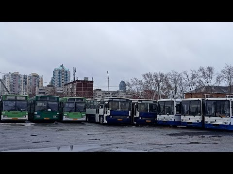 Видео: старые и новые автобусы в автобусном парке номер 2 (АП2) Екатеринбург