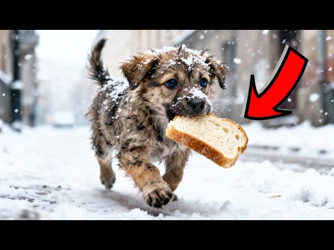 Видео: Щенок нёс в зубах кусок хлеба 3 километра… Увидев КОМУ он его нёс — люди окаменели!