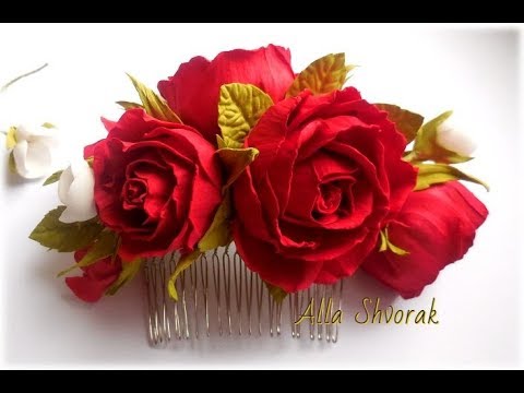 Видео: МК  Как сделать гребень с розами из фоамирана