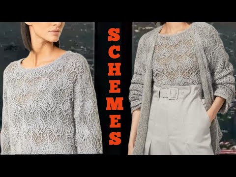 Видео: Схема узора на красивейший джемпер и кардиган. Pattern diagram for a beautiful jumper and cardigan.