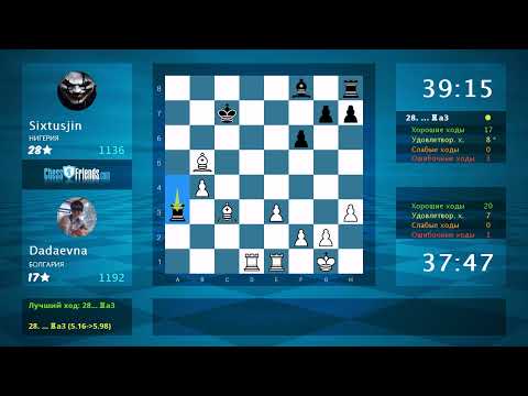 Видео: Анализ шахматной партии: Dadaevna - Sixtusjin, 1-0 (по ChessFriends.com)