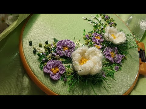 Видео: МК.Ручная вышивка.Вышивка цветов и травы.Hand embroidery.#embroidery #вышивка #handembroidery#МК