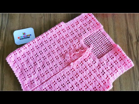 Видео: Платюшка вязаная жилет и кардиган крючком полосатая для девочки