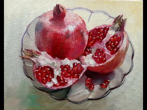 Видео: Рисуем гранат маслом  Pomegranate  .Vugar Mamedov