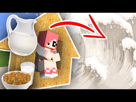 Видео: ЦУНАМИ ИЗ МОЛОКА ПРОТИВ ДОМА ИЗ ХЛОПЬЕВ В МАЙНКРАФТ