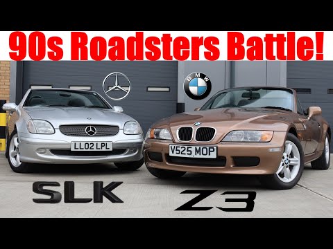 Видео: BMW Z3 против Mercedes SLK — битва родстеров 90-х! (Дорожный тест Z3 1.8 1999 года и SLK230 Kompr...