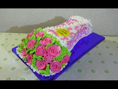 Видео: Торт БУКЕТ РОЗ из крема Как сделать торт букет роз Кремовые торты   Cake from cream rose bouquet