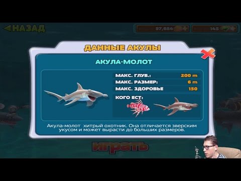Видео: Прохождение HUNGRY SHARK EVOLUTION 3 - АКУЛА-МОЛОТ [Hammerhead Shark]