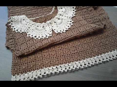 Видео: Платье крючком "Квадратики" (платье №6 из опроса). Часть 11. Кайма.