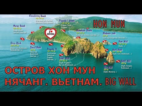 Видео: Дайвинг во Вьетнами.  Нячанг. Остров Хон Мун (Hon Mun) Дайв сайт - BIG WALL. Места для погружения.