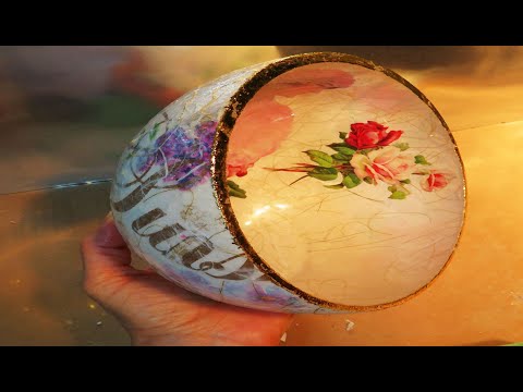 Видео: Как сделать декупаж стеклянной чаши Dreamy * используйте упаковочную бумагу