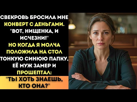 Видео: "Вот деньги, нищенка, и исчезни!", - заявила свекровь, но когда я достала из сумки ту самую папку...