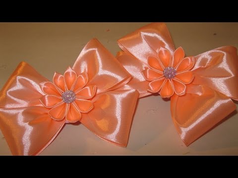 Видео: Канзаши, Атласная Лента "Персиковый Бант,,