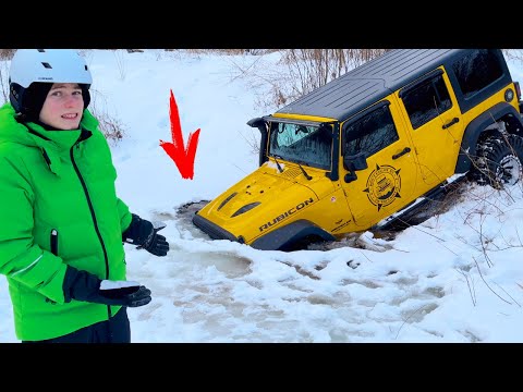 Видео: УТОПИЛ папин ДЖИП в озере...ПРОЛОМИЛСЯ лёд.Daddy's JEEP drowned in the lake ... THE ICE BREAKED.