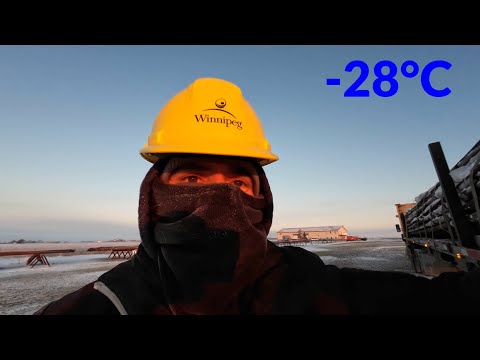 Видео: Работа на флетбэде в Канаде. Пришли крепкие морозы.