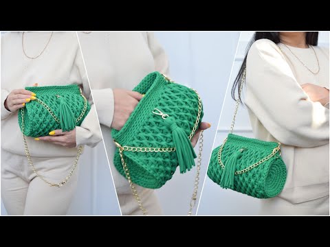 Видео: Crochet Perfect Cylinder Bag with Honeycomb Pattern  Идеальная сумка с узором Соты Вязание крючком