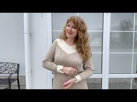 Видео: Платье "Халва" #реглансверху #платьеспицами #смещенныйреглан