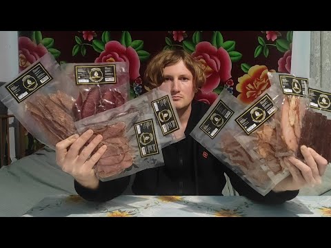 Видео: Обзор на вяленое мясо и мясные чипсы "мясо прайд" 