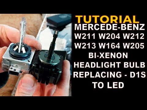 Видео: Mercedes-Benz Замена Би-Ксеноновых ламп D1S Ближнего Света на LED Mercedes W211, W204 W212 W164 W205