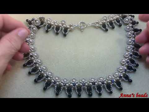 Видео: Колье из бисера и бусин "Вечернее". Как сплести красивое колье./Tutorial necklace /DIY beadwork/