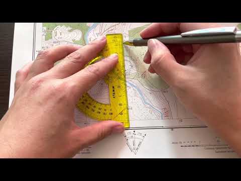 Видео: Картамен жұмыс. Сызықтарды бағдарлау. Дирекциондық бұрыш, негізгі (ақиқат) азимут, магниттік азимут