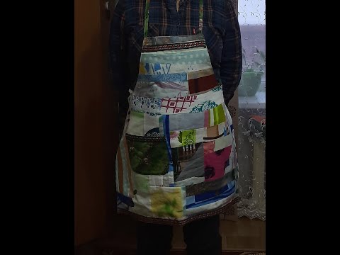Видео: Кухонный фартук  из лоскутков.