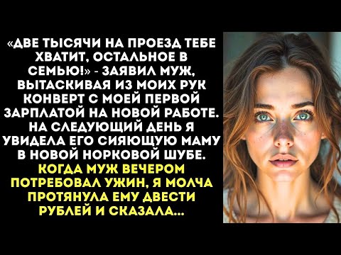 Видео: «Отдай зарплату, я сам решу, что тебе нужно!» — муж забрал мою первую зарплату и купил маме шубу.