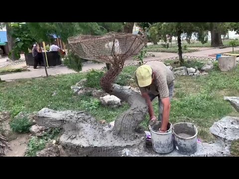 Видео: Как можно сделать цветочники арку и бордюры из артбетона. Мастерская Эльдара Асанова.