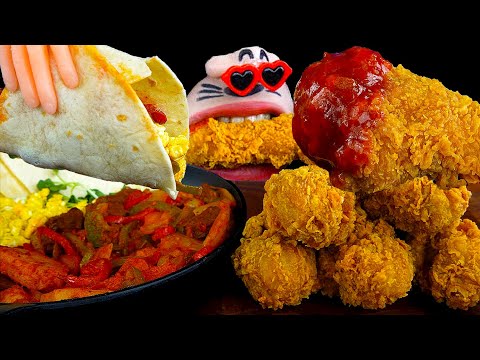 Видео: ASMR-шоу с мексиканскими фахитас и жареной курицей (субтитры)