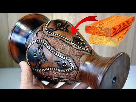 Видео: Из куска дерева в вазу в новом образе