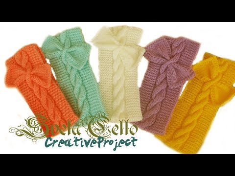 Видео: Knitted headband with bow for girl ||Вязанная повязка на голову c бантом