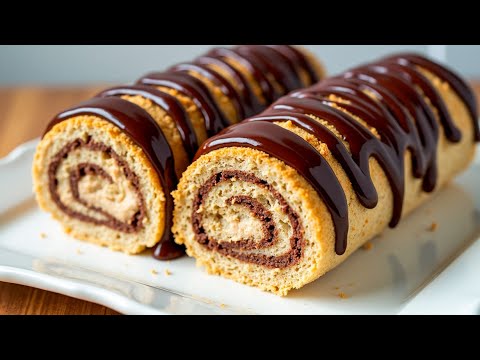 Видео: Самый кофейный десертный рулет за 5 минут!  Быстрый, тающий во рту праздничный торт!