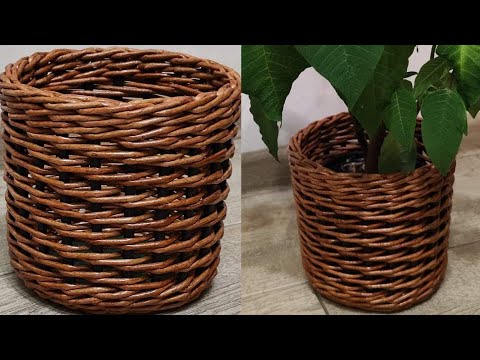 Видео: МК. Кашпо из бумажной лозы. #265