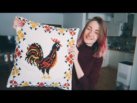 Видео: VLOG 🐓 Подушка с петухом | Вышивка гладью | Рисунок акварелью