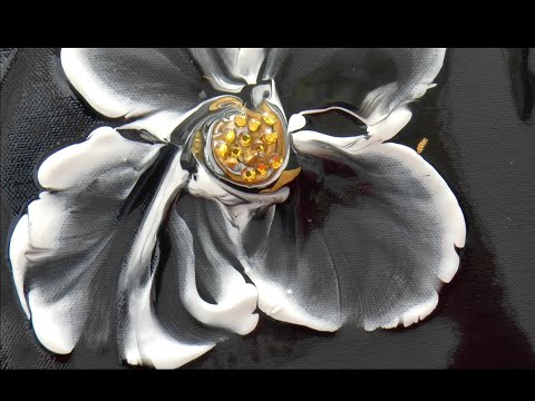 Видео: Цветок со стразами/ Flower with gemstones. Интересная и очень легкая техника создания цветка. Inlay