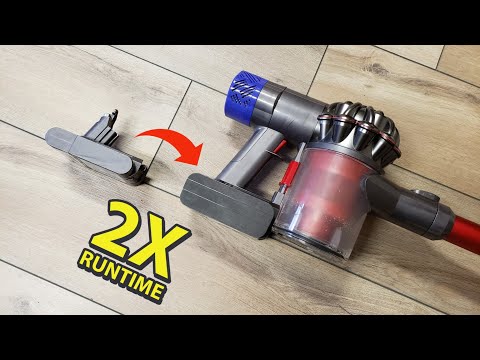 Видео: Удвойте время работы беспроводного пылесоса Dyson, используя аккумулятор вдвое большей емкости дл...
