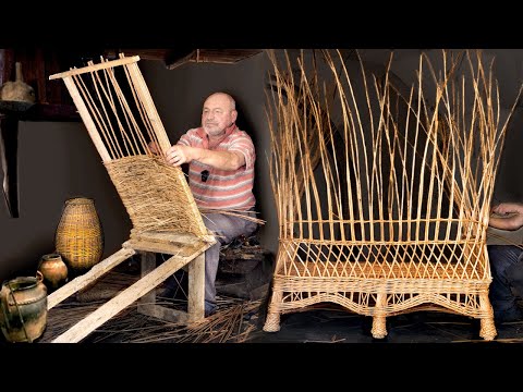 Видео: Плетеный диван Потрясающее мастерство мастера!