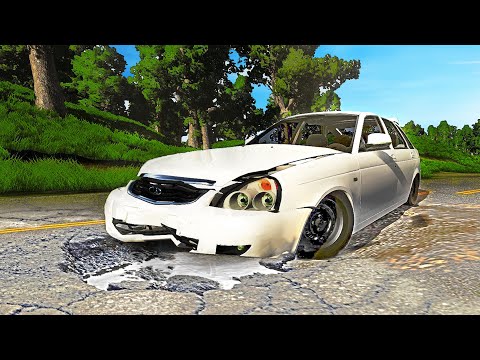 Видео: РУССКИЕ ДОРОГИ ПРОТИВ МАШИН - BeamNG Drive