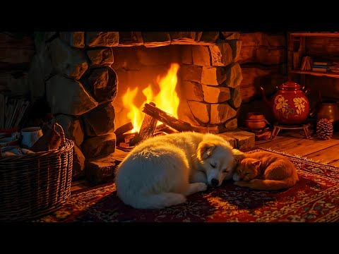 Видео: Спите крепко в уютном зимнем домике – потрескивание камина, атмосфера метели и спокойная ночь