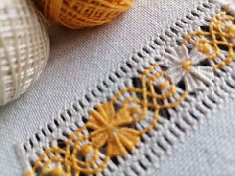Видео: Мережка з квітами варіант 2 /hemstitch / hand embroidery /