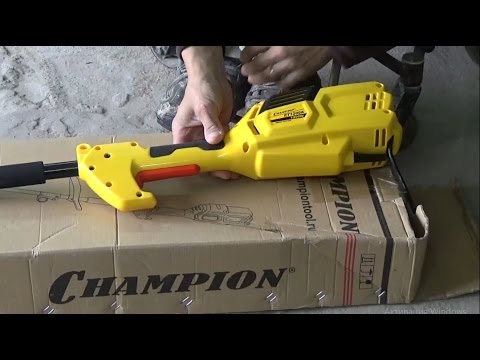 Видео: Обзор электро тримера Champion ET 1200A. Комплектация, сборка и запуск эл. косы.